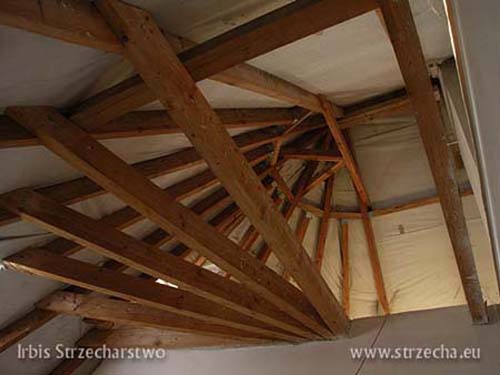 Thatch: wooden roof structure with a windproof membrane attached